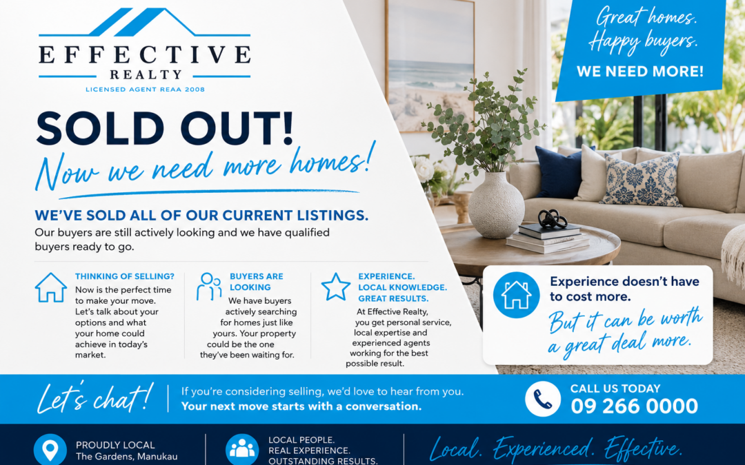 WE ARE SOLD OUT! NEW LISTINGS NEEDED.